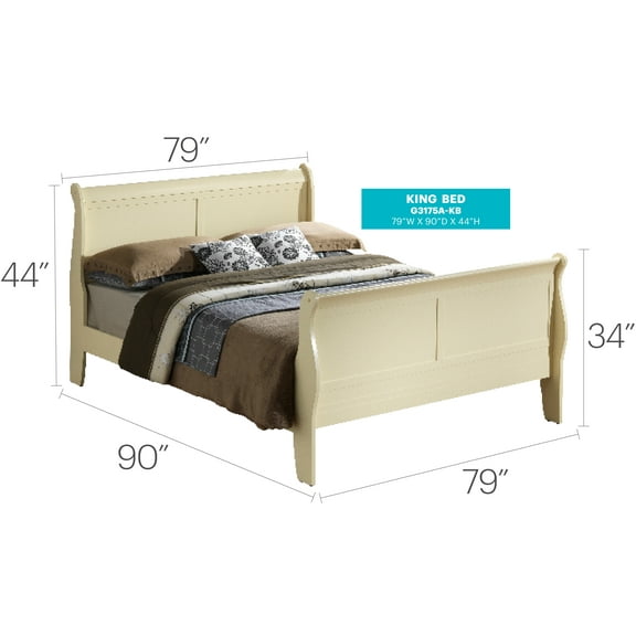 Glory Furniture Louis Phillipe G3175A-KB King Bed , Beige