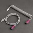 thumbnail image 1 of GX16 USB-C to USB-A Aviation Coiled Data Cable Nylon Braided Mechanical Keyboards Cable, 1 of 4