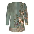 thumbnail image 4 of BangWanChi Womens Summer Tops 3/4 Sleeve Women's Fashion Casual Printed T-Shirt 3/4 Sleeves Buttons Blouse V-Neck Casual Tops, 4 of 5