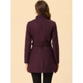 thumbnail image 4 of INSPIRE CHIC Manteau Long Classique pour Femme à Col Montant, Manches Longues, d'Hiver, Ceinturé, Violet Foncé Rouge TG, 4 of 6