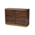 thumbnail image 2 of Baxton Studio Cormac Modern and Contemporary Walnut Brown Finished Wood and Gold Metal 8-Drawer Dresser, 2 of 7