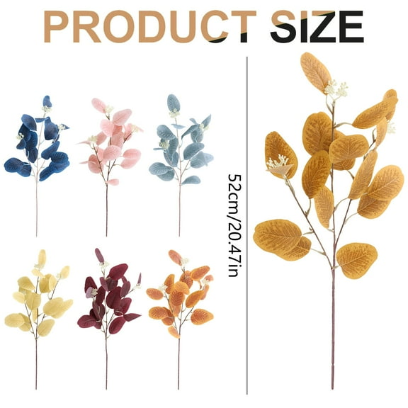RZDLIZJ 1 Pcs Fall Artificial Eucalyptus Leaves Fall Foliage Stems Silk Silver Dollar Eucalyptus Branches Autumn Artificial Plants for Home Fireplace Wedding Farmhouse Decor (Light Blue)