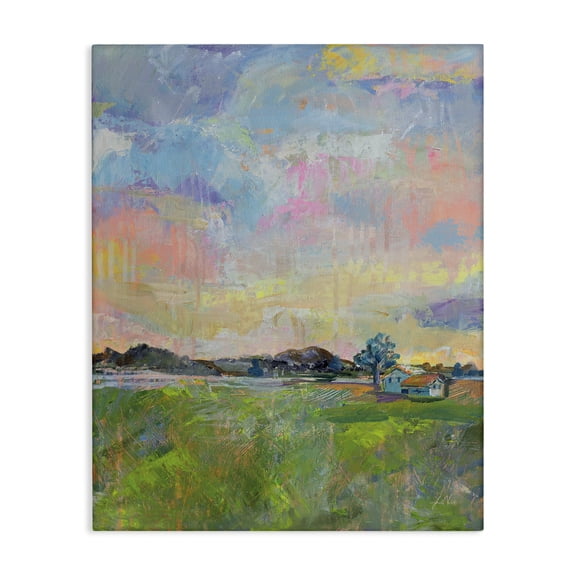 Stupell Industries Traditional Meadow Sky with Field House Canvas Art, 16 x 20, by Jeanette Vertentes