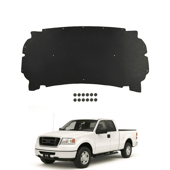 CCPAO Compatible with 2004-2008 Ford F150 F-150 Hood Insulation Pad 1/2'' With Clips Black NEW