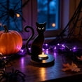 thumbnail image 4 of Linnome Black Wood Halloween Candle Holder Hollow Silhouette Ghost Scarecrow Tea Light Stand Anti Tipping Table Centerpiece Indoor Halloween Party Decor, 4 of 6