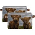 thumbnail image 2 of GZHJMY 2PCS Storage Basket, Two Highland Cows Large Foldable Storage Bins Cube Collapsible Organizer for Organizing Closet Clothes, Toys, Towels, Bedroom, Bathroom, Nursery, Office, 2 of 7