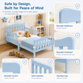 thumbnail image 3 of Zimtown Bed Frame, Wood Platform Bed, Classic Sleeping Bedroom Furniture w/Safety Rail Fence (Light Blue), 3 of 12