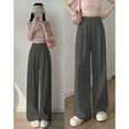thumbnail image 2 of Womens Slouchy Casual Wide-pants High-waisted Slim-fit Straight-leg pants, 2 of 5