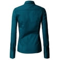 thumbnail image 4 of Doublju Women's Long Sleeve Slim Fit Button Down Dress Shirt (Plus Size Available), 4 of 5