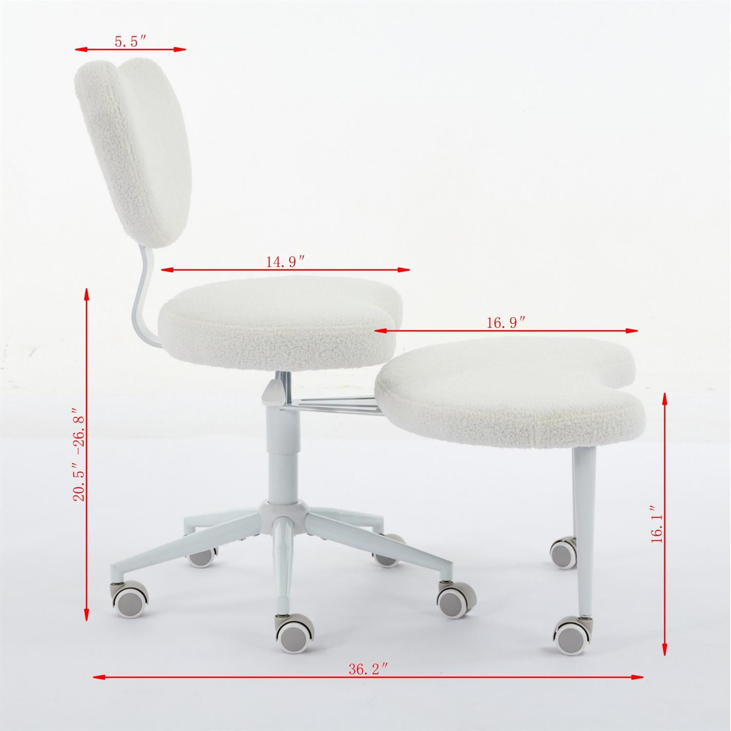 Demi Bonn 36" Desk Chair with Lumbar Support and Adjustable Stool, Meditation Chair for Home, Office, White