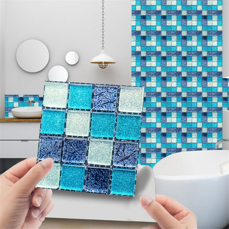 10pcs Mosaic Wall Tile Stickers, DIY Self Adhesive Waterproof Sticky  Wallpaper, Kitchen Bathroom Tile Wall Art Decals Home Decoration,3D Crystal Tile  Stickers Waterproof Self-Adhesive Wall Stickers 