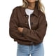 thumbnail image 1 of Chaqueta Corta de Ante Sintético para Mujer, Informal, Ligera, para Otoño e Invierno. Marrón Oscuro XXL, 1 of 8