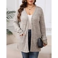 thumbnail image 5 of Cogild Plus Size Women's Long kaqi Brushed Knit Cardigan – Button-Up Outerwear with Front Pockets XL~5XL, 5 of 8