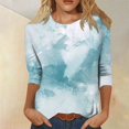 thumbnail image 2 of CHOK Ichuanyi Hauts pour Femmes Liquidation d'Été T-shirt Imprimé Mode pour Femmes Blouse Mi-Longue Manches 3/4 Col Rond Hauts Décontractés, 2 of 5
