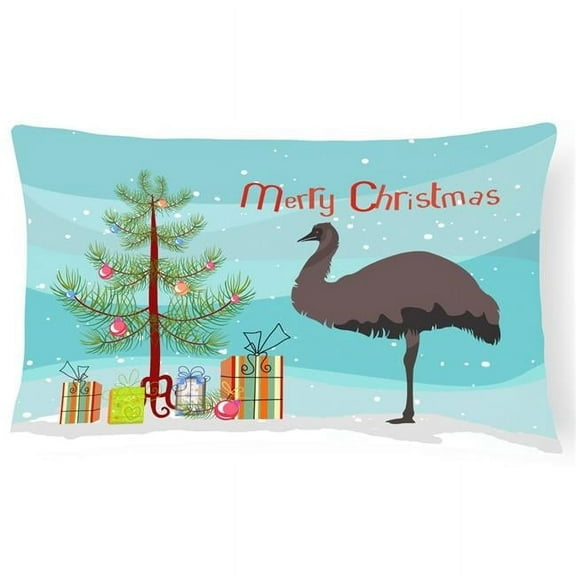 Carolines Treasures BB9289PW1216 Emu Christmas Canvas Fabric Decorative Pillow, Teal, 12H x16W, multicolor