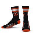 thumbnail image 1 of For Bare Feet NFL 4 Rayures Chaussettes Crew, Cincinnati Bengals, Large, 1 of 5