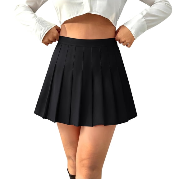 Women Pleated Skirt High Waisted A-Line Short Basic Skirt School Uniform Cheerleader Skirts Skater Skirt