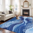 thumbnail image 2 of Nautical Coastal Area Rugs 5'x7', Small Throw Rugs for Laundry Room Playroom, Watercolor Summer Ocean Waves Coral Blue Indoor Outdoor Rug Non-Slip Low Pile Carpet Runner Reversible Floor Mats, 2 of 8