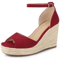 thumbnail image 1 of Sandalias de alpargatas Allegra K Plataforma Correa en el tobillo Rojo 36, 1 of 6