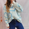 thumbnail image 6 of Bjutir Valentines Day Women Tops Fashion Love Pattern Sweater Round Neck Long Sleeve Knitted Pullover Sweater, 6 of 8