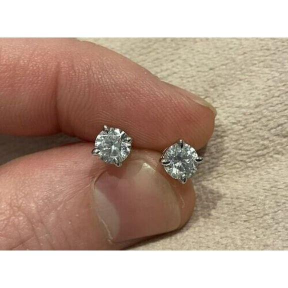 1Ct Lab Created Diamond Round Cut Solitaire Fancy Stud Earrings 14K White Gold Plated