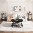 thumbnail image 4 of MOOSENG Coffee Table Set of 3, Industrial Vintage Wood Coffee Table with 2 Round End Side Tables, Easy Assembly Living Room Table Set for Offices, Living Rooms and Apartments, Black, 4 of 9