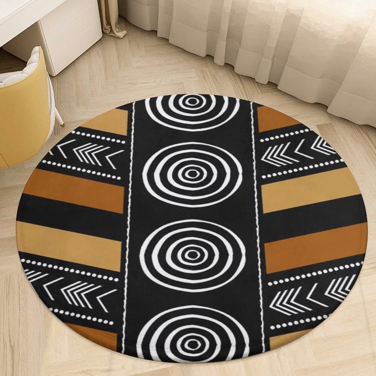 African Mud Cloth Artistry Art Round Carpet Circle Rug Outdoor