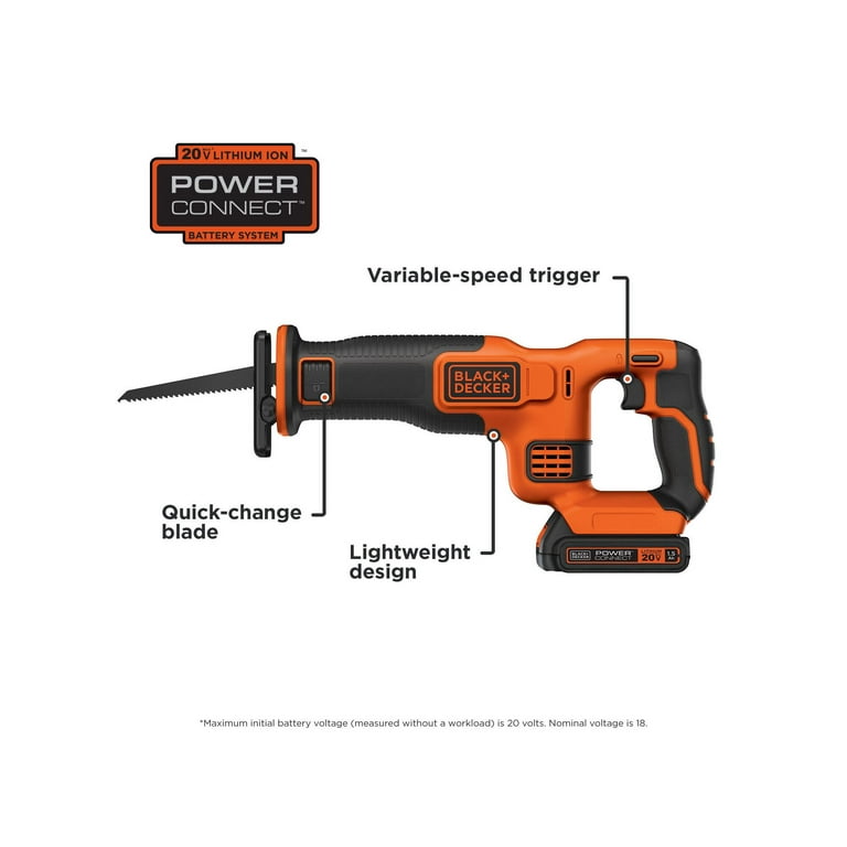 BLACK+DECKER 20V MAX Reciprocating Saw with Lithium Battery & Charger  (BDCR20B & LBXR20CK)