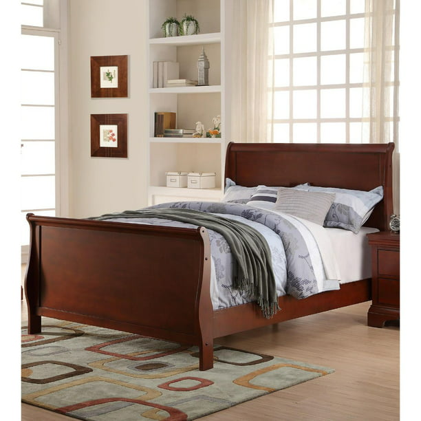 Clean And Convenient Full King Wooden, Cherry Bed Frame