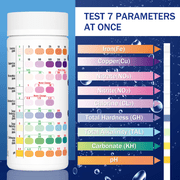 9-Way Aquarium Test Strips - 150 Aquarium Water Test Kit Fish Tank Test Kit Quick & Accurate Testing Iron Copper Nitrate Nitrite Chlorine Total Hardness Total Alkalinity Carbonate pH