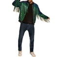 thumbnail image 2 of INSPIRE CHIC Shiny Varsity Jacket for Men's Zipper 70s Disco Sparkly Sequins Baseball Bomber Jackets S Green, 2 of 5
