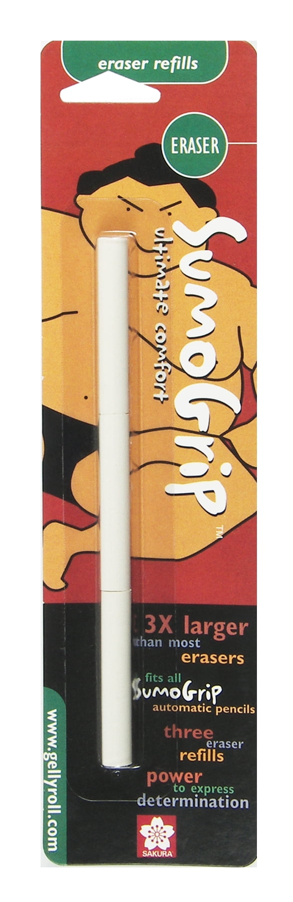 1 Pack 50250 Sakura 3-Piece Refill Eraser for Sumo Grip Mechanical Pencil 