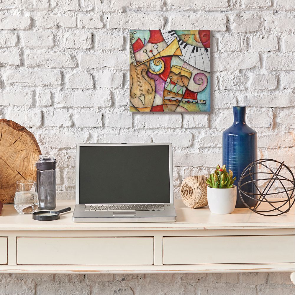 Stupell Industries Colorful Geometry Abstract Musical Instruments Painting Canvas Wall Art by Eric Waugh