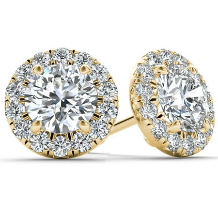 1/2 Carat T.W. Diamond 10kt Yellow Gold Halo Stud Earrings
