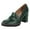 Green, variant on Women Retro Round Closed Toe Penny Loafers Block High Heel Slip On Platform Pumps Working Dating Daily Shoes Size 7.5 Brown