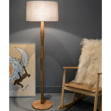 On A Wood Floor Lamp - Ktaxon Wood Floor Lamp for Living Room Bedroom Sofa,Concise Modern Creative Design E26 Socket with Cotton Fabic Drum Lampshade