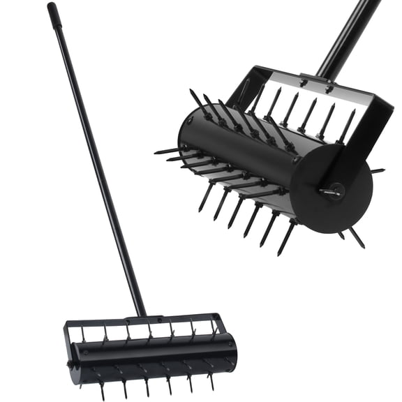 Rolling Lawn Aerator with 42 Spikes, No Assembly Required, Heavy-Duty Manual Lawn Tool for Soil Loosening and Grass Root Growth, Garden Yard Aeration Tool
