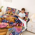 thumbnail image 4 of Manfei Cute Highland Cow Queen Sheets, Patriotic US Flag Queen Sheet Sets, Red White Blue, Navy Reversible 4 Pieces (1 Flat Sheet, 1 Fitted Sheet and 2 Pillowcases), 4 of 6