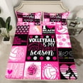 thumbnail image 2 of jejeloiu Volleyball Game Twin Sheet Sets,Patchwork Geometric Plaid Twin Fitted Sheet,Sport Theme Flat Sheet For Girls,Breathable Home Decor,3-Piece, 2 of 7