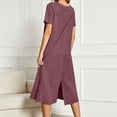 thumbnail image 2 of Jane Wardrobe Women’S Round Neck Short Sleeve Knit Midi Dress, Back Split Loose Fit Casual Nightgown, Soft Polyester Summer Home Wear Sleepwear Loungewear, 1 Piece, Sizes S Through XXL, 2 of 6