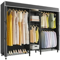 VIPEK Classic V6C 5 Tiers Wire Garment Rack with Black Oxford Fabric Cover, 75.6" L x 18.5" W x 76.8" H, Max Load 870 LBS, Black