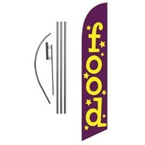 Food Advertising Feather Banner Swooper Flag Sign with Flag Pole Kit and Ground Stake