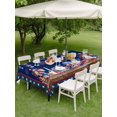 thumbnail image 4 of Outdoor Tablecloth with Umbrella Hole for Patio/Picnic/Party/Camping, Navy Blue Independence Day Waterproof Table Cloth Rectangle Table Cover Washable, American Flag Star Floral (60"x 102"), 4 of 9