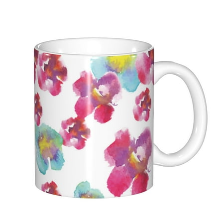 

Yiaed Watercolor Flowers Print Ceramics Coffee Large Handle Design Extra Large Tea and Coffee Cup for Office and Home Mugs
