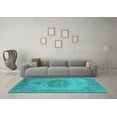 thumbnail image 3 of Ahgly Company Machine Washable Indoor Rectangle Oriental Turquoise Blue Industrial Area Rugs, 7' x 10', 3 of 4