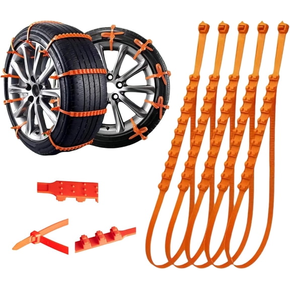 Snow Tire Straps, Universal Reusable Anti-Skid Pe Tire Chains, Zip Tie Tire Anti Skid Snow Chains, Adjustable Nylon Tire Chains for 14-24in Wheels, for Safe Winter Driving/Emergency Use (20pcs)