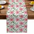 thumbnail image 2 of Burlap Table Runner 36 Inches Long, Pink Lily Pastoral Floral Leaf Non-Slip Kitchen Table Runners for Dining Room Everyday Use Party Table Decorations Summer Watercolor Flower, 2 of 9