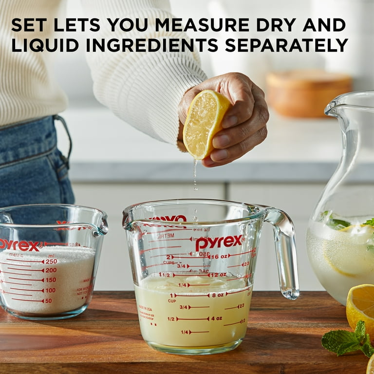 Pyrex 2 Piece Glass Measuring Cup Set, Includes 1-Cup, and 2-Cup Tempered Glass Liquid Measuring Cups, Dishwasher, Freezer, Microwave, and Preheated Pyrex 2 Piece Glass Measuring Cup Set, Includes 1-Cup, and 2-Cup Tempered Glass Liquid Measuring Cups, Dishwasher, Freezer, Microwave, and Preheated