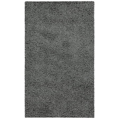 Mainstays Solid Olefin Shag Indoor Entryway Area Rug, Gray, 1'8"x2'10"