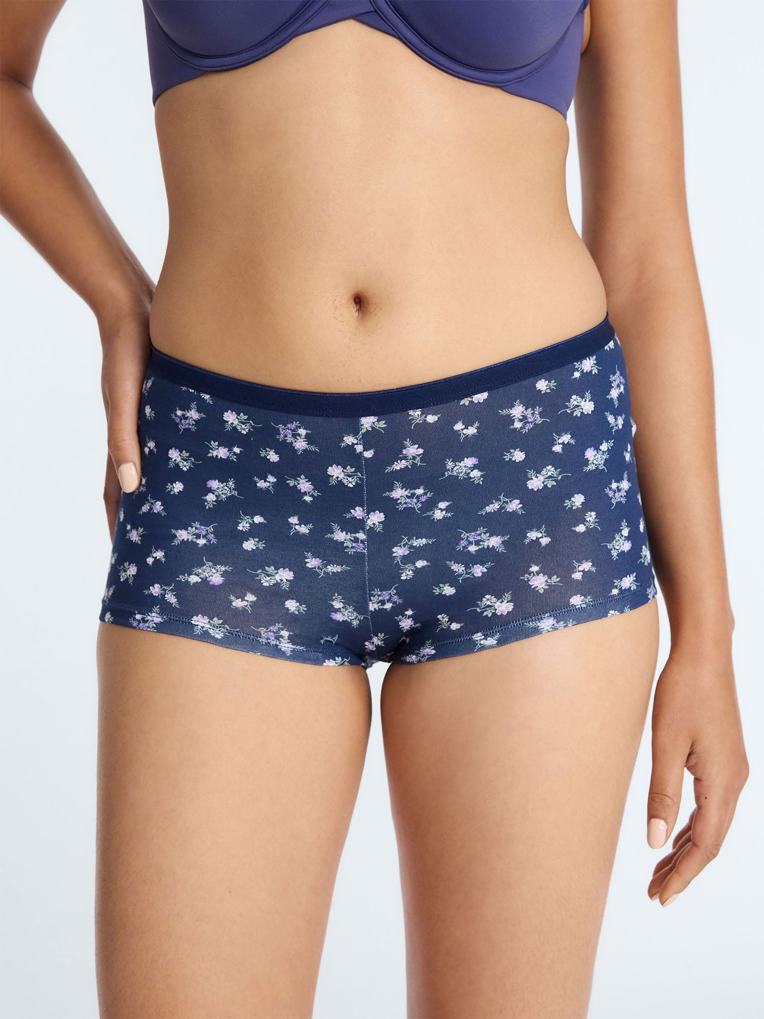 Joyspun Women's Cotton-Blend Boyshort Panties, 6-Pack, Sizes S-XXXL